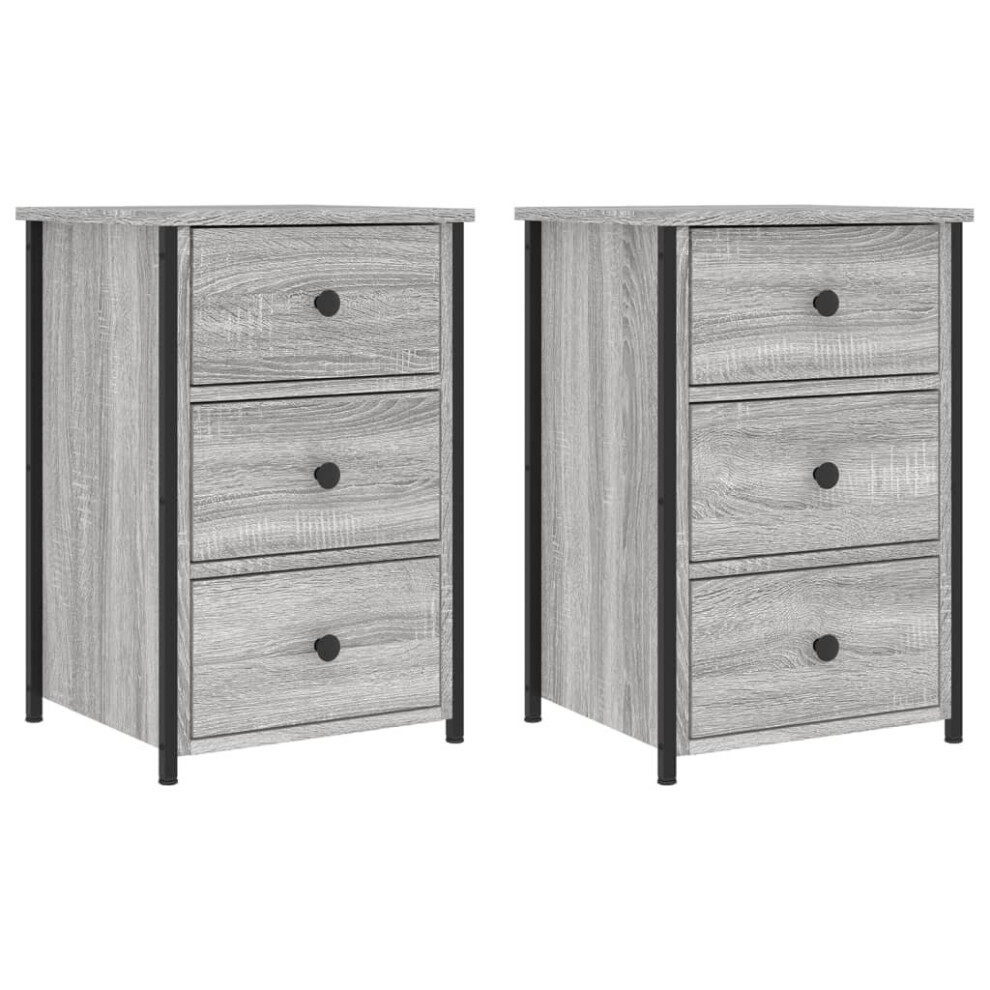 (grey sonoma) vidaXL Bedside Cabinets Nightstand Bed Table 2 pcs Sonoma Oak Engineered Wood