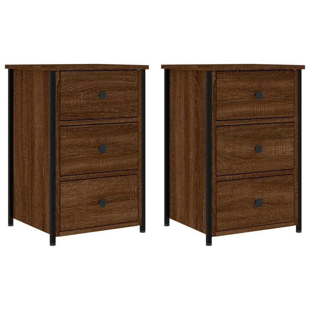 (brown oak) vidaXL Bedside Cabinets Nightstand Bed Table 2 pcs Sonoma Oak Engineered Wood