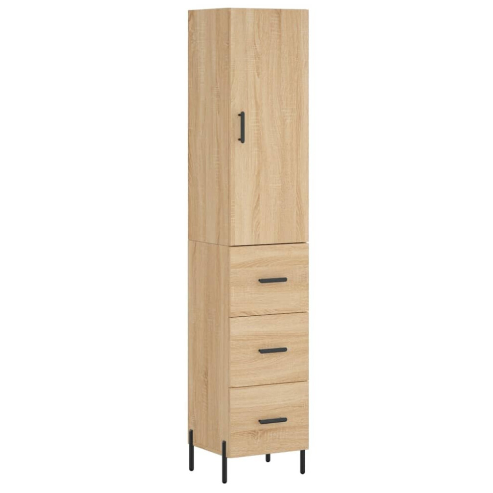 Vidaxl (Sonoma Oak) Highboard Sideboard Storage Cabinet Side Cabinet White Engineered Wood