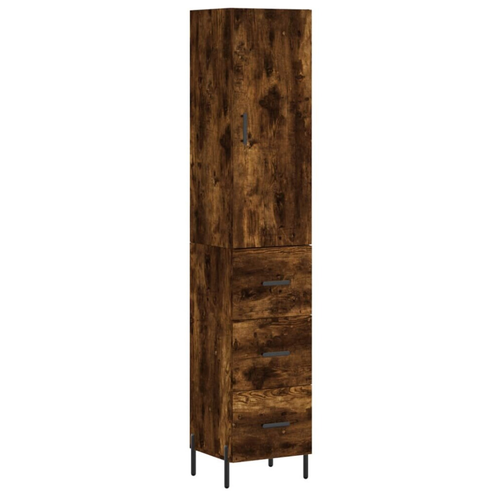 Vidaxl (Smoked Oak) Highboard Sideboard Storage Cabinet Side Cabinet Engineered Wood White