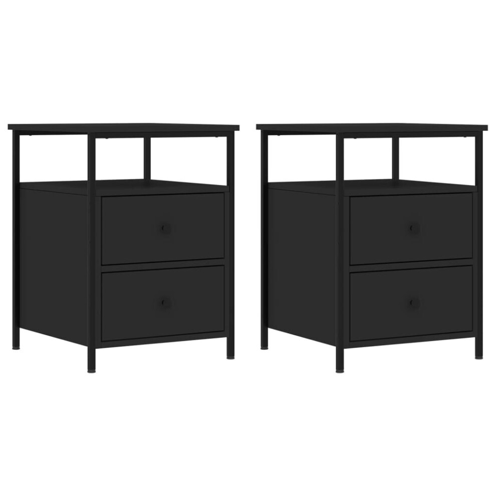 (black) vidaXL Bedside Cabinets Nightstand Bed Table 2 pcs Sonoma Oak Engineered Wood