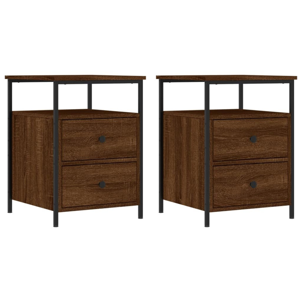 (brown oak) vidaXL Bedside Cabinets Nightstand Bed Table 2 pcs Sonoma Oak Engineered Wood