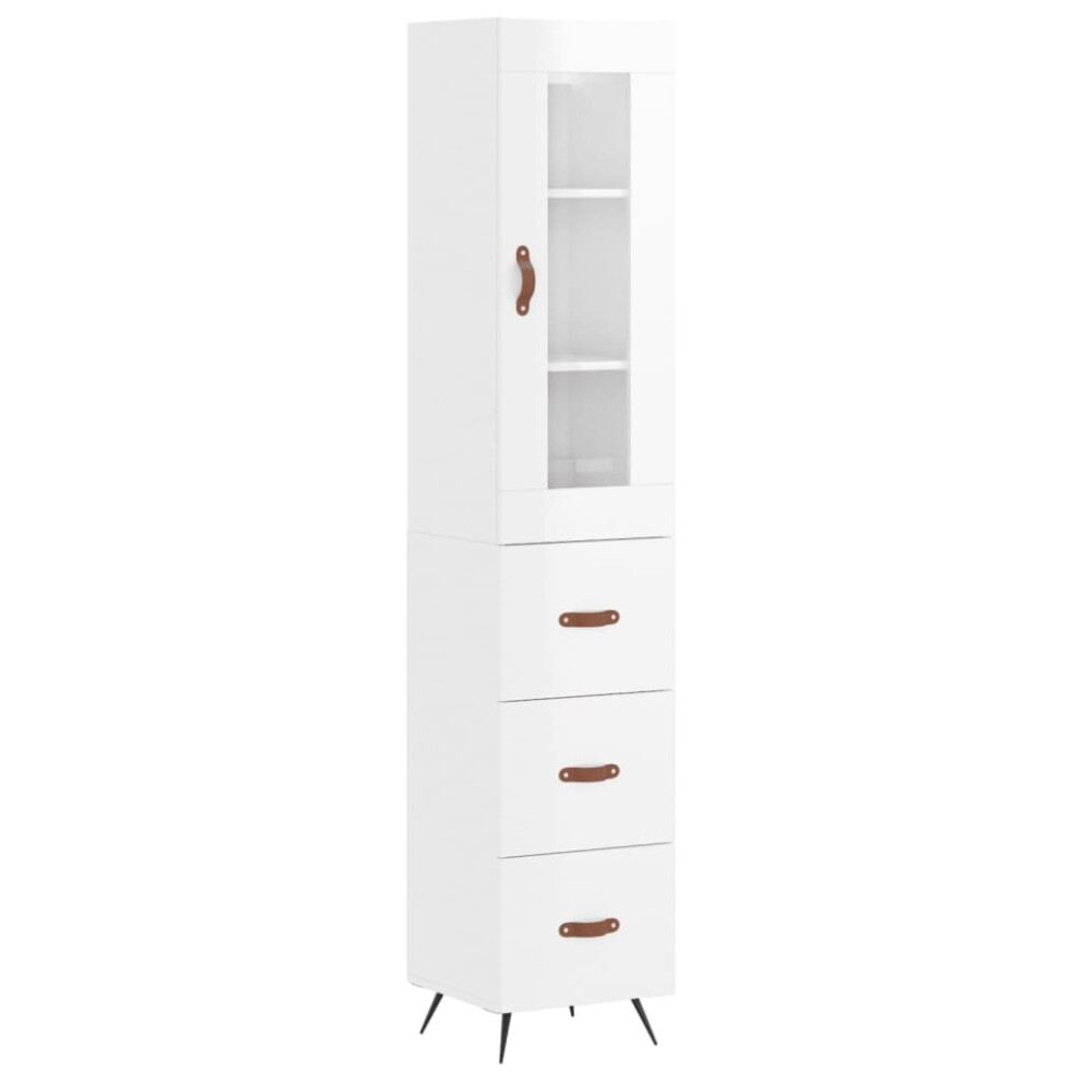 (high gloss white) vidaXL Highboard Sideboard Cupboard Side Cabinet Grey Sonoma Engineered Wood