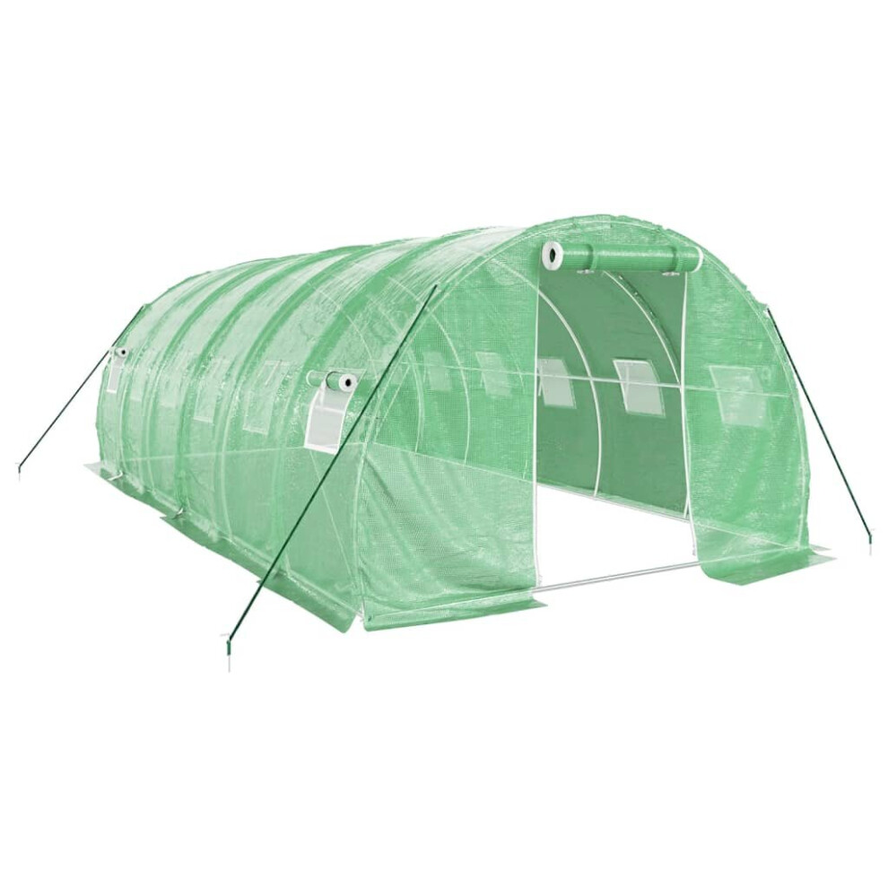 (green) vidaXL Greenhouse Plant House with Steel Frame Polytunnel Greenhouse Green