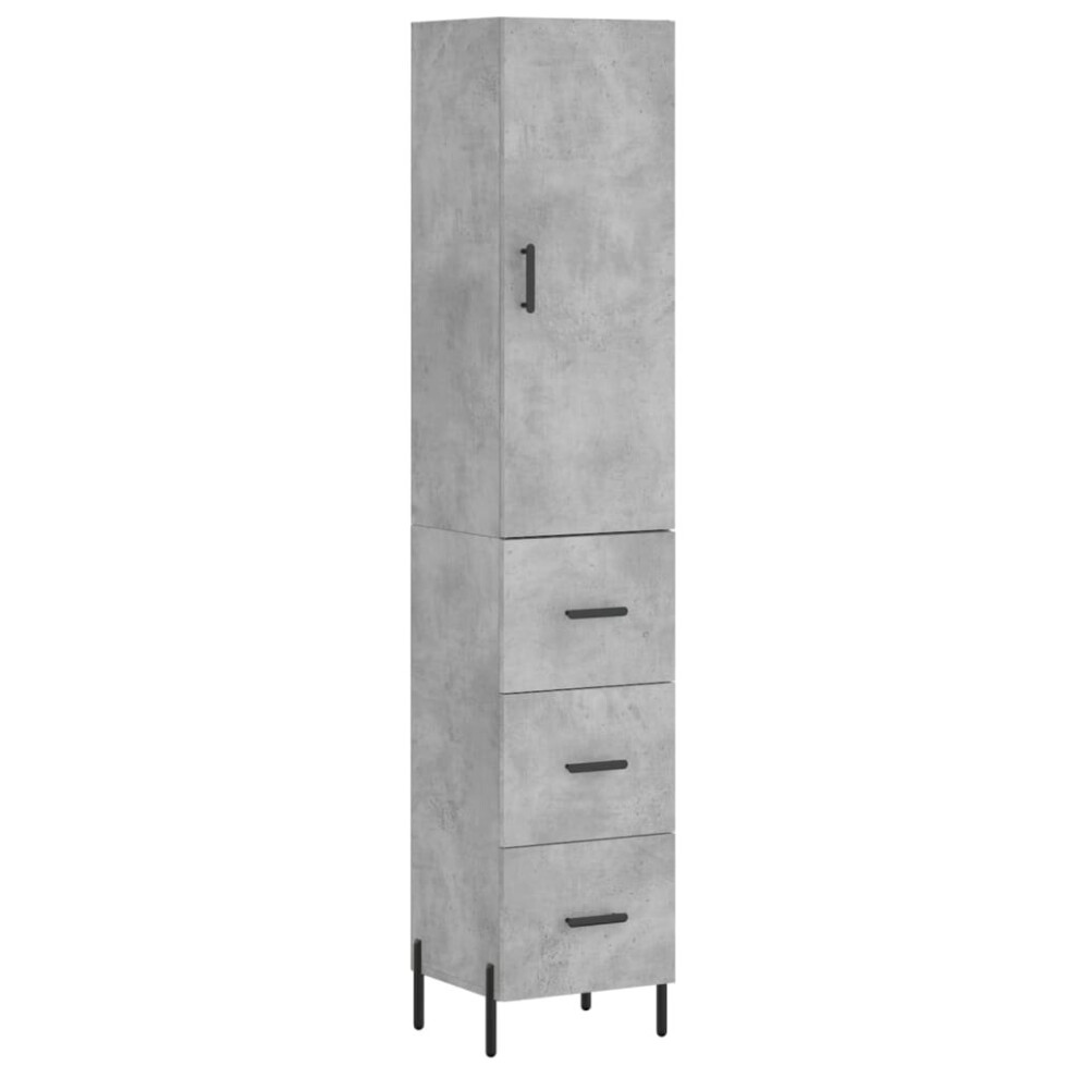 Vidaxl (Concrete Grey) Highboard Sideboard Storage Cabinet Side Cabinet White Engineered Wood