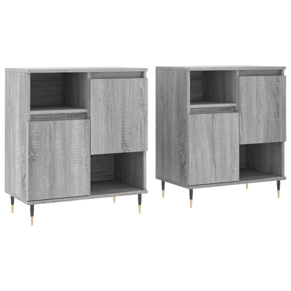 (grey sonoma) vidaXL Sideboards Side Cabinet Storage Cabinet 2 Pcs White Engineered Wood