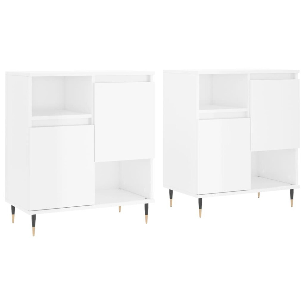 (high gloss white) vidaXL Sideboards Side Cabinet Storage Cabinet 2 pcs White Engineered Wood