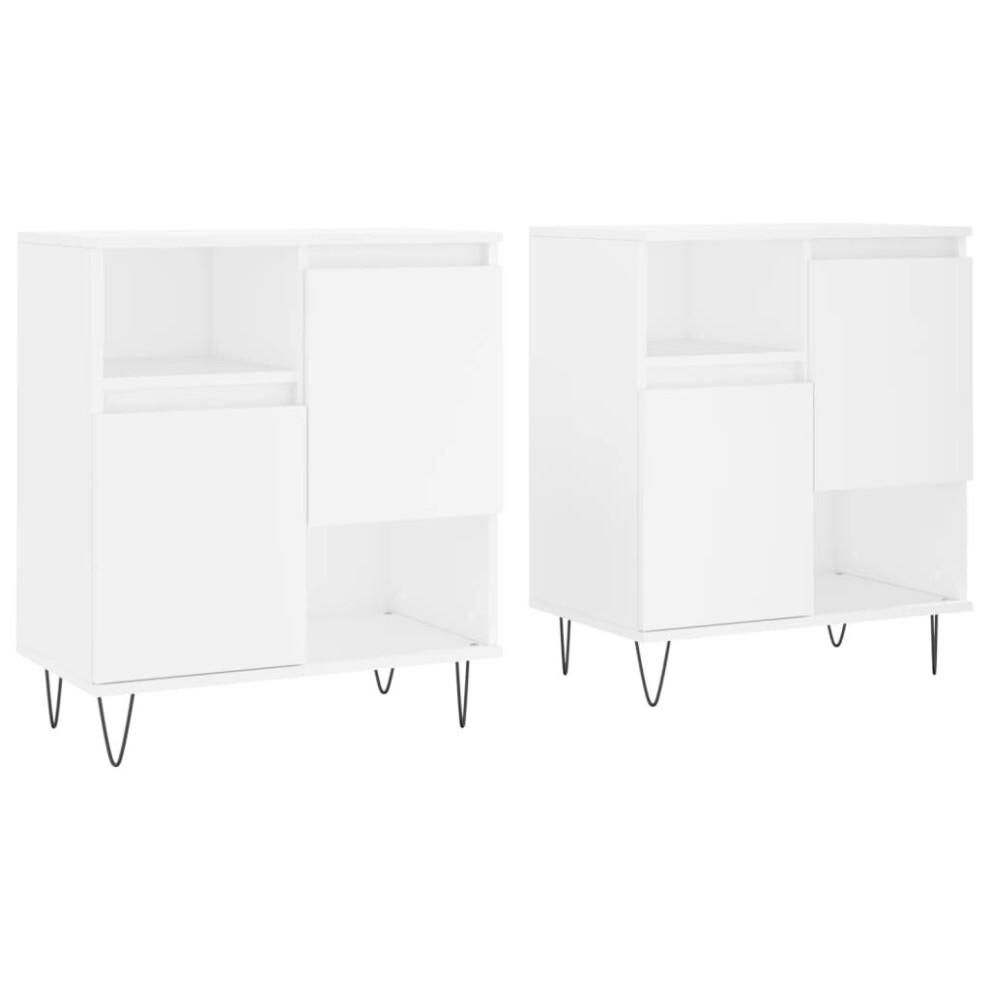 (white) vidaXL Sideboards Side Cabinet Cupboard 2 pcs High Gloss White Engineered Wood