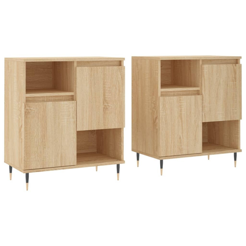 Vidaxl (Sonoma Oak) Sideboards Side Cabinet Storage Cabinet 2 Pcs White Engineered Wood
