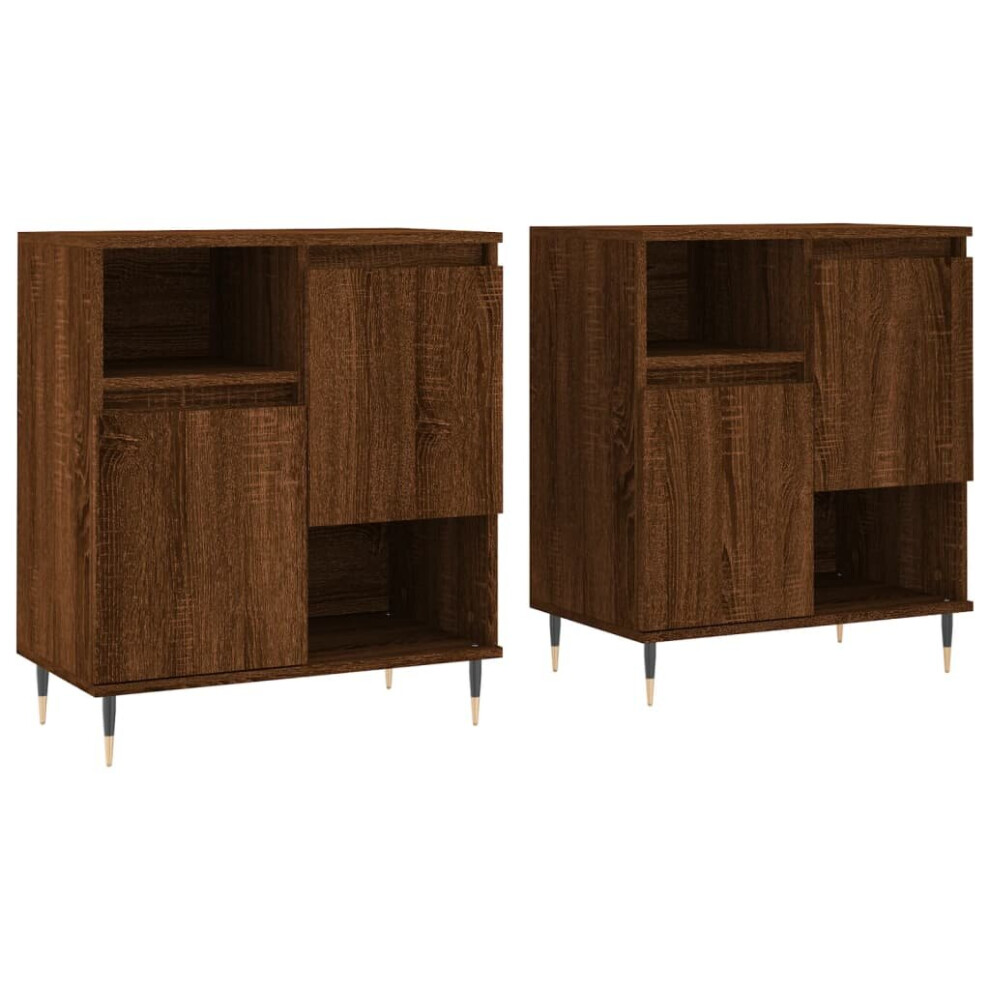 (brown oak) vidaXL Sideboards Side Cabinet Storage Cabinet 2 pcs White Engineered Wood