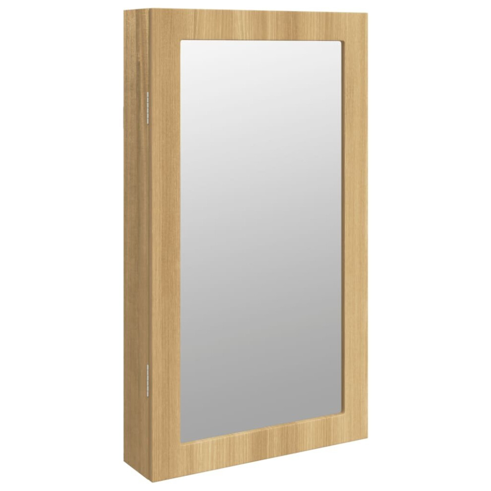 (brown) vidaXL Mirror Jewellery Cabinet Mirror Armoire with LED Lights Wall Mounted