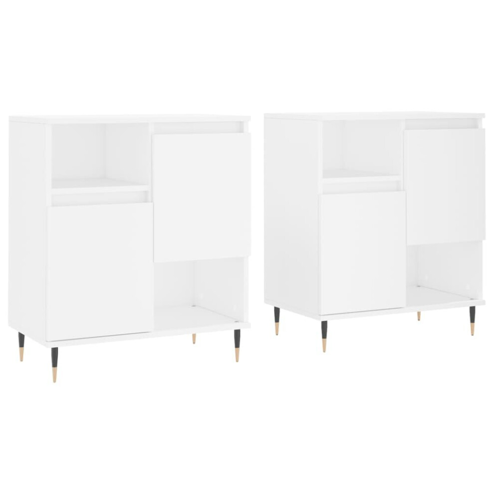 (white) vidaXL Sideboards Side Cabinet Storage Cabinet 2 pcs White Engineered Wood