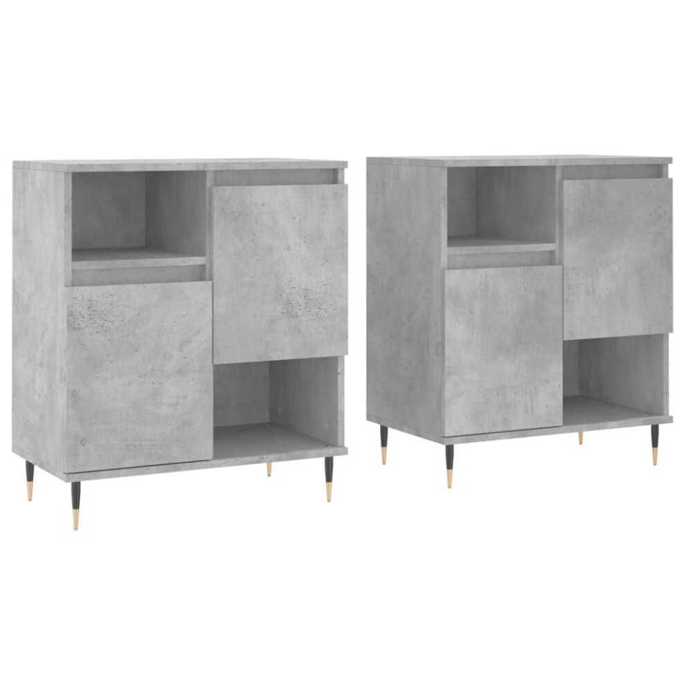 (concrete grey) vidaXL Sideboards Side Cabinet Storage Cabinet 2 pcs White Engineered Wood