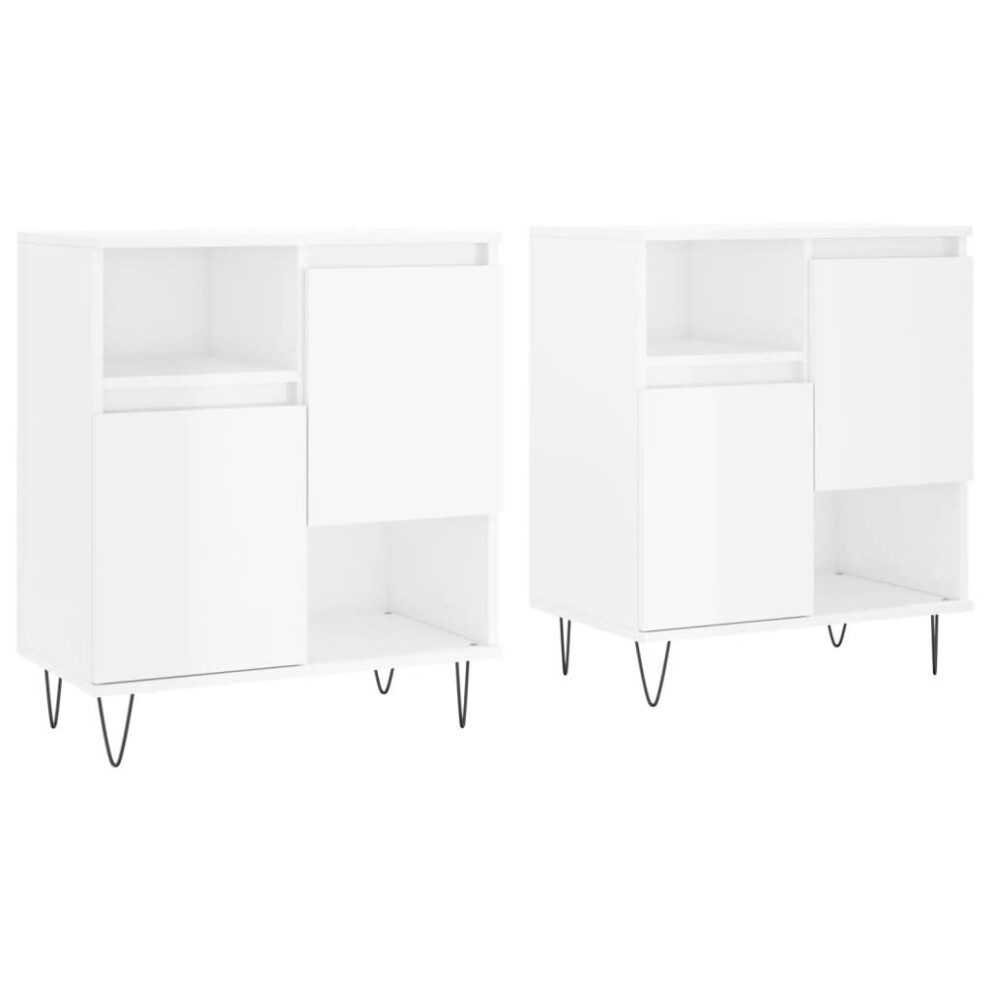 (high gloss white) vidaXL Sideboards Side Cabinet Cupboard 2 pcs High Gloss White Engineered Wood