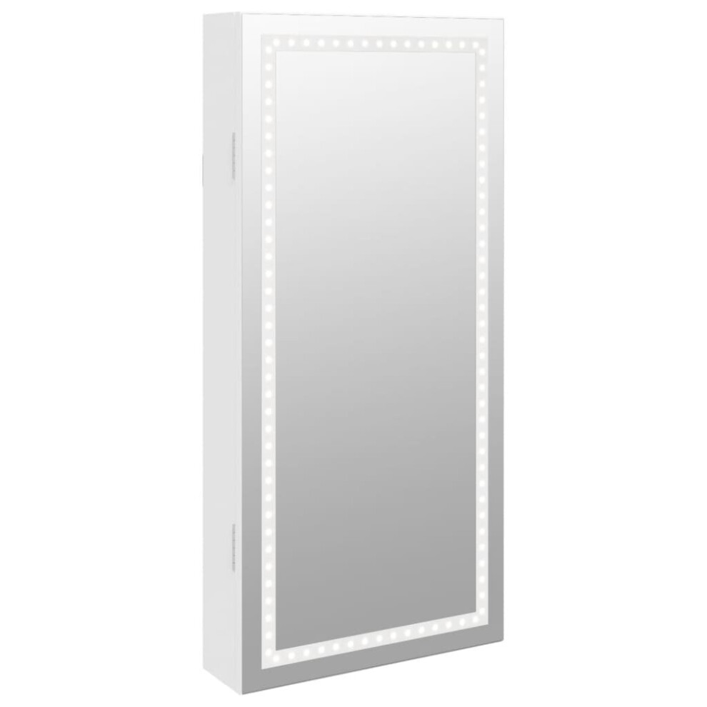 (white) vidaXL Mirror Jewellery Cabinet Mirror Armoire with LED Lights Wall Mounted