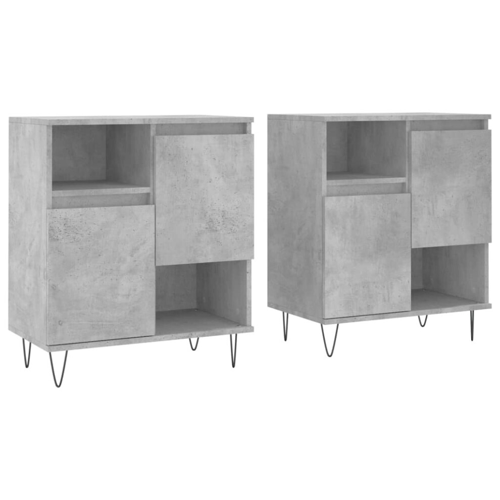 (concrete grey) vidaXL Sideboards Side Cabinet Cupboard 2 pcs High Gloss White Engineered Wood