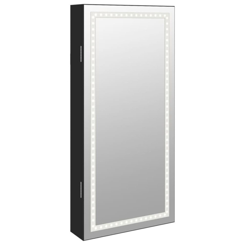 (black) vidaXL Mirror Jewellery Cabinet Mirror Armoire with LED Lights Wall Mounted