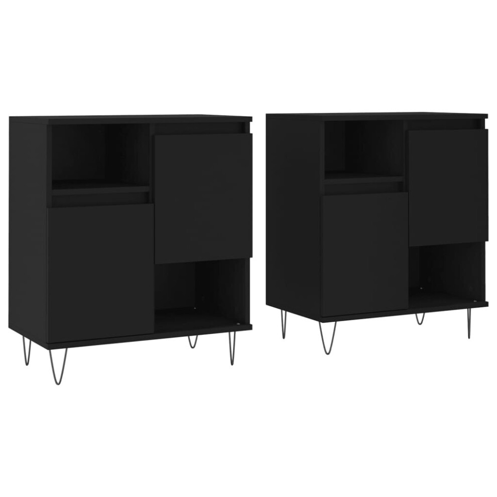 (black) vidaXL Sideboards Side Cabinet Cupboard 2 pcs High Gloss White Engineered Wood