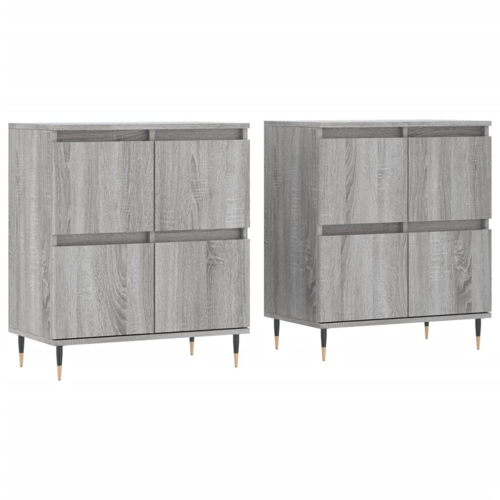 (grey sonoma) vidaXL Sideboards Side Cabinet Storage Cabinet 2 Pcs White Engineered Wood