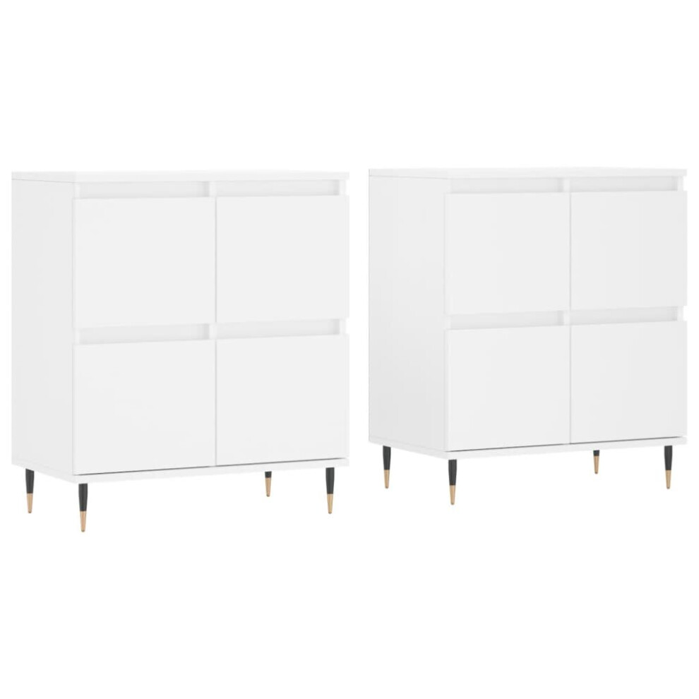 (white) vidaXL Sideboards Side Cabinet Storage Cabinet 2 pcs White Engineered Wood