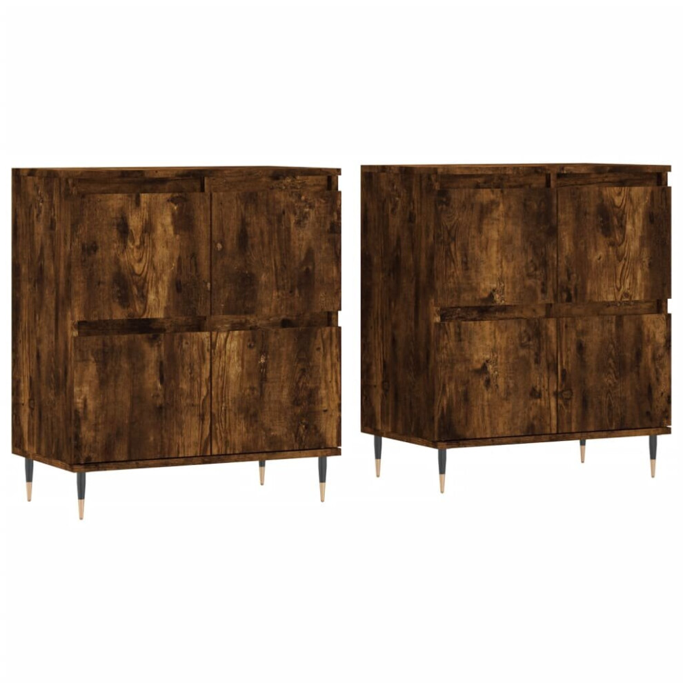 Vidaxl (Smoked Oak) Sideboards Side Cabinet Storage Cabinet 2 Pcs White Engineered Wood