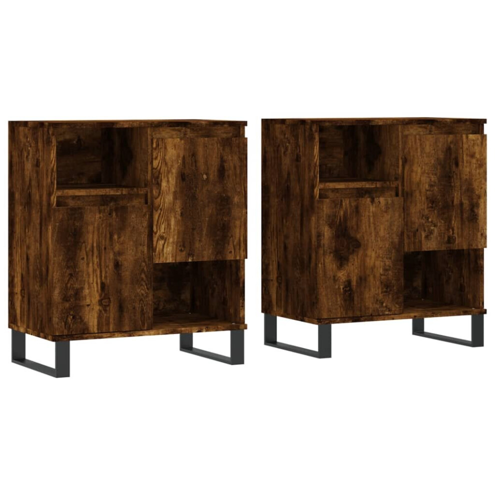 (smoked oak) vidaXL Sideboards Side Cabinet Storage Cabinet 2 pcs Black Engineered Wood