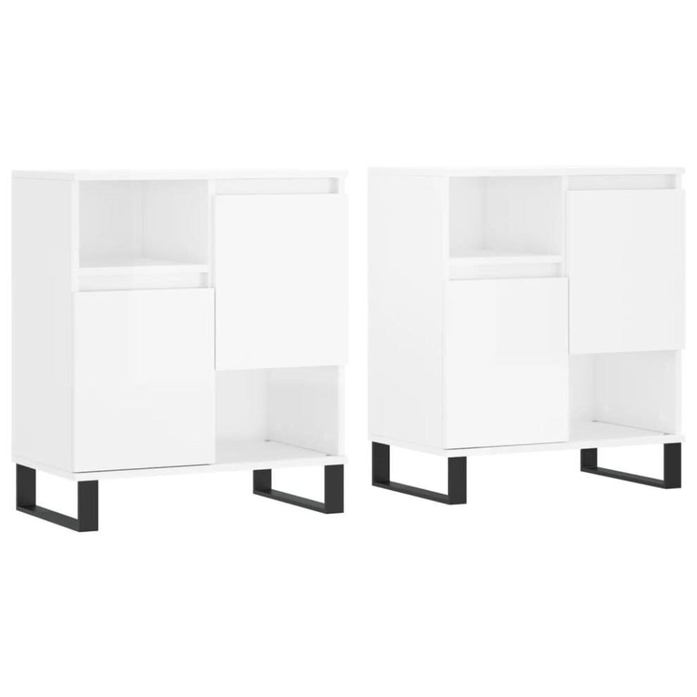 (high gloss white) vidaXL Sideboards Side Cabinet Storage Cabinet 2 pcs Black Engineered Wood