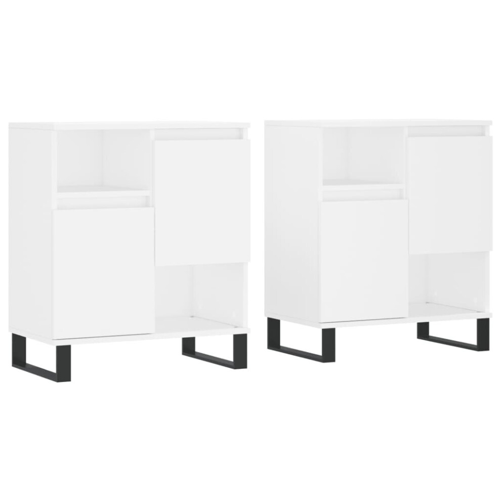 (white) vidaXL Sideboards Side Cabinet Storage Cabinet 2 pcs Black Engineered Wood