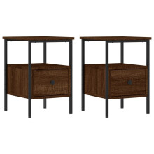 (brown oak) vidaXL Bedside Cabinets Nightstand Bedside Table 2 pcs Black Engineered Wood