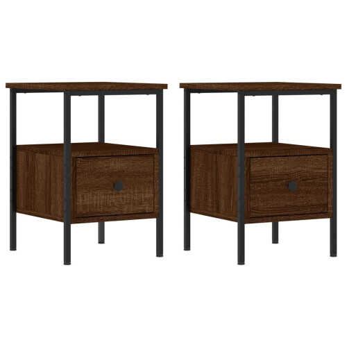 VidaXL (brown oak) vidaXL Bedside Cabinets Nightstand Bedside Table 2 pcs Black Engineered Wood