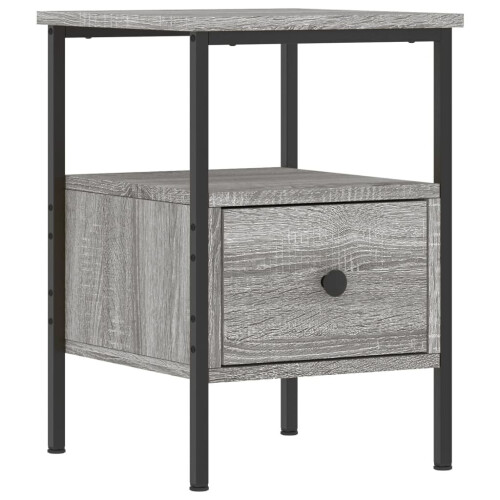 VidaXL (grey sonoma) vidaXL Bedside Cabinets Nightstand Bedside Table 2 pcs Black Engineered Wood 2