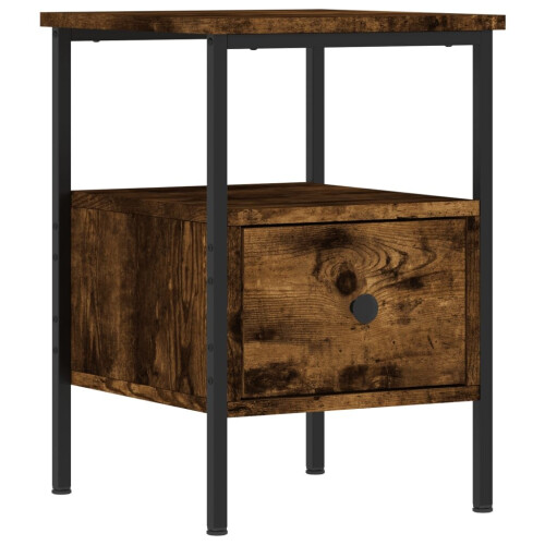 VidaXL (smoked oak) vidaXL Bedside Cabinets Nightstand Bedside Table 2 pcs Black Engineered Wood 2