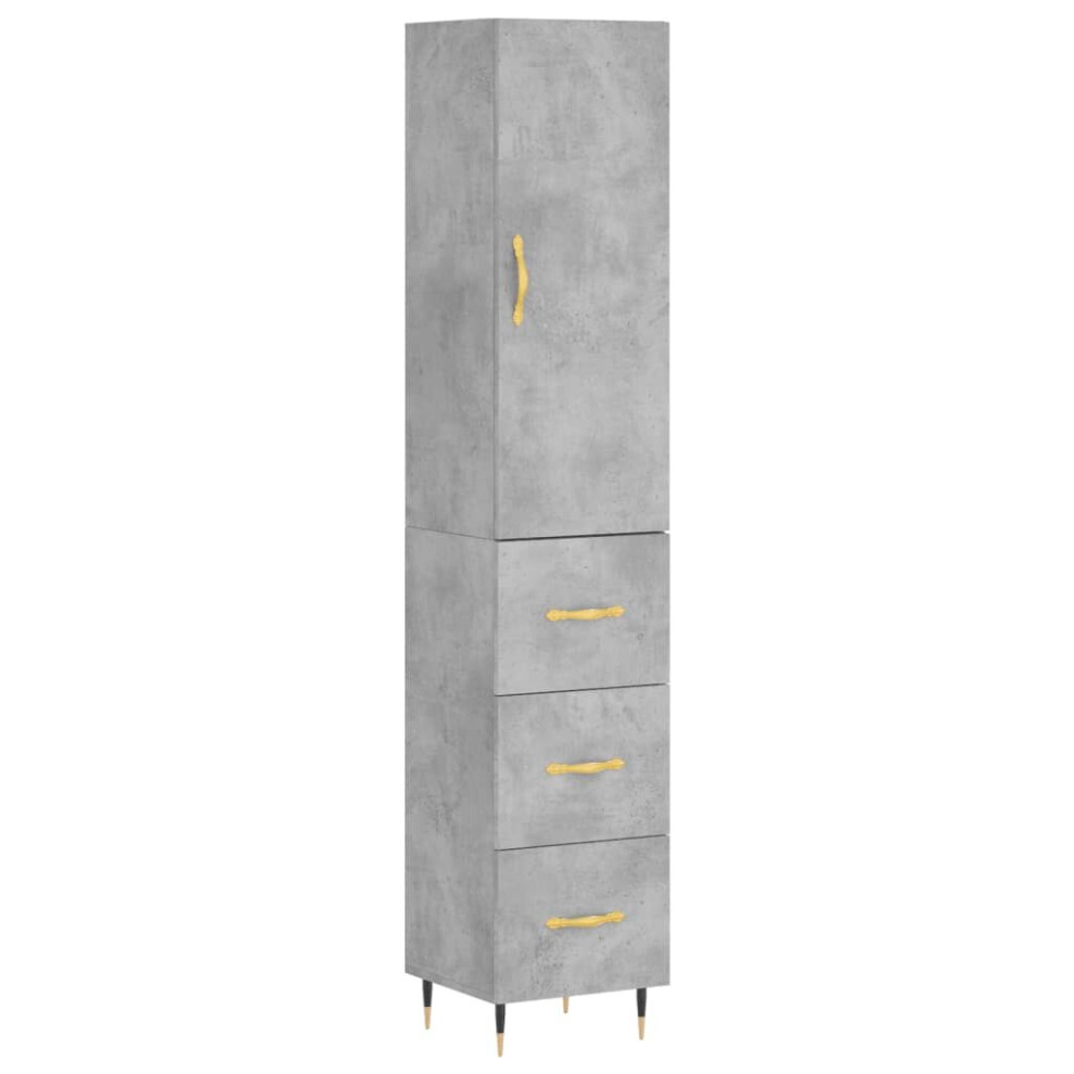 (concrete grey) vidaXL Highboard Sideboard Storage Cabinet Side Cabinet Black Engineered Wood