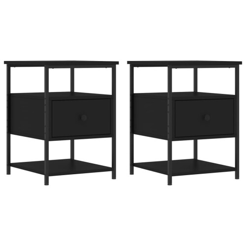 VidaXL (black) vidaXL Bedside Cabinets Nightstand Bed Table 2 pcs Brown Oak Engineered Wood