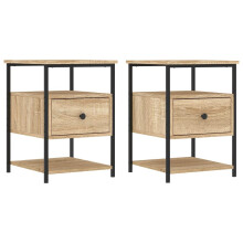 (sonoma oak) vidaXL Bedside Cabinets Nightstand Bed Table 2 pcs Brown Oak Engineered Wood