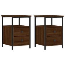 (brown oak) vidaXL Bedside Cabinets Nightstand Bed Table 2 pcs Sonoma Oak Engineered Wood