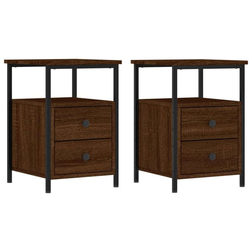 (brown oak) vidaXL Bedside Cabinets Nightstand Bed Table 2 pcs Sonoma Oak Engineered Wood