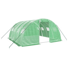 (green, 4 x 4 x 2 m) vidaXL Greenhouse Plant House with Steel Frame Polytunnel Greenhouse White