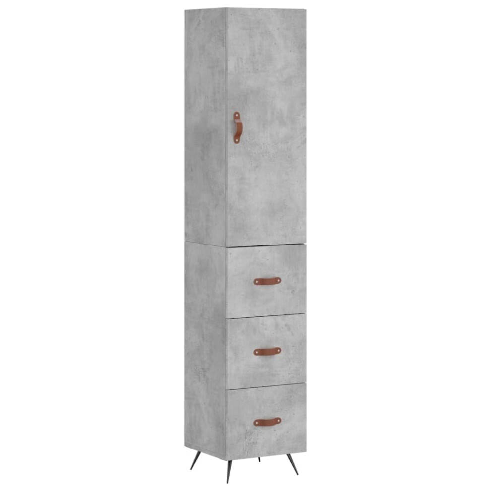 Vidaxl (Concrete Grey) Highboard Sideboard Cupboard Side Cabinet Brown Oak Engineered Wood
