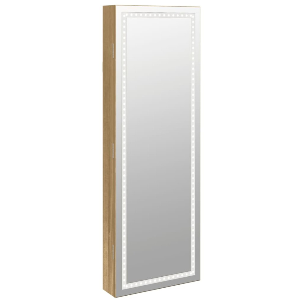 (brown) vidaXL Mirror Jewellery Cabinet Mirror Armoire with LED Lights Wall Mounted