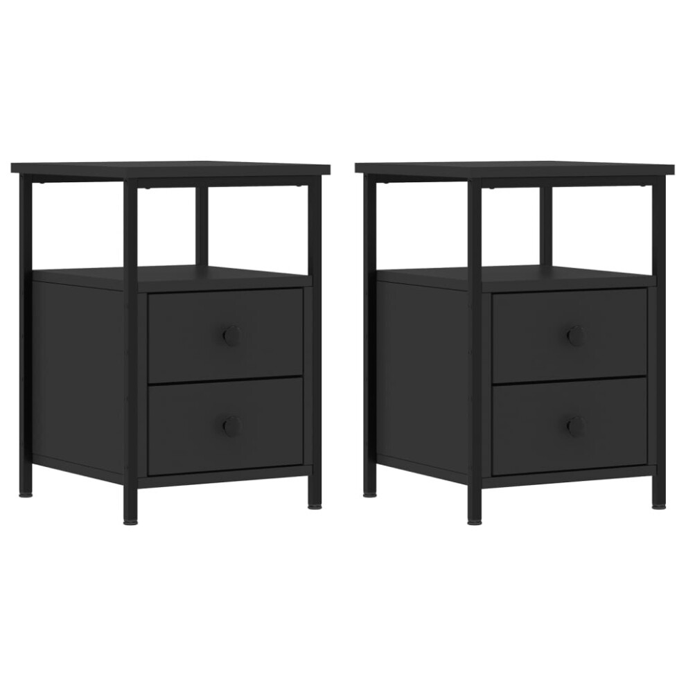 (black) vidaXL Bedside Cabinets Nightstand Bed Table 2 Pcs Sonoma Oak Engineered Wood