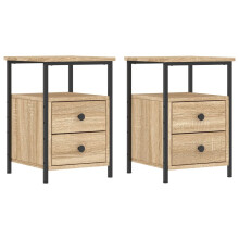 (sonoma oak) vidaXL Bedside Cabinets Nightstand Bed Table 2 pcs Sonoma Oak Engineered Wood