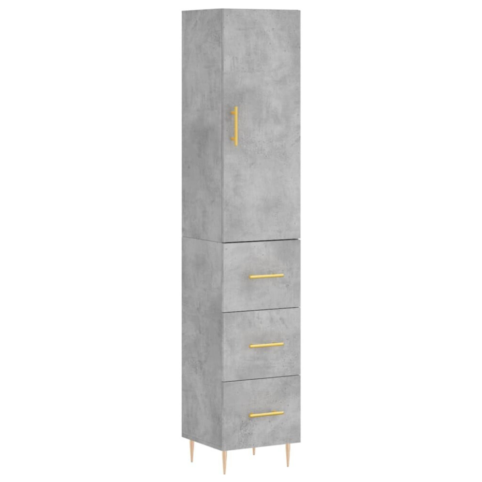 Vidaxl (Concrete Grey) Highboard Sideboard Cupboard Side Cabinet Brown Oak Engineered Wood