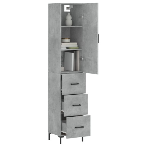 VidaXL (concrete grey) vidaXL Highboard Sideboard Storage Cabinet High Gloss White Engineered Wood 2
