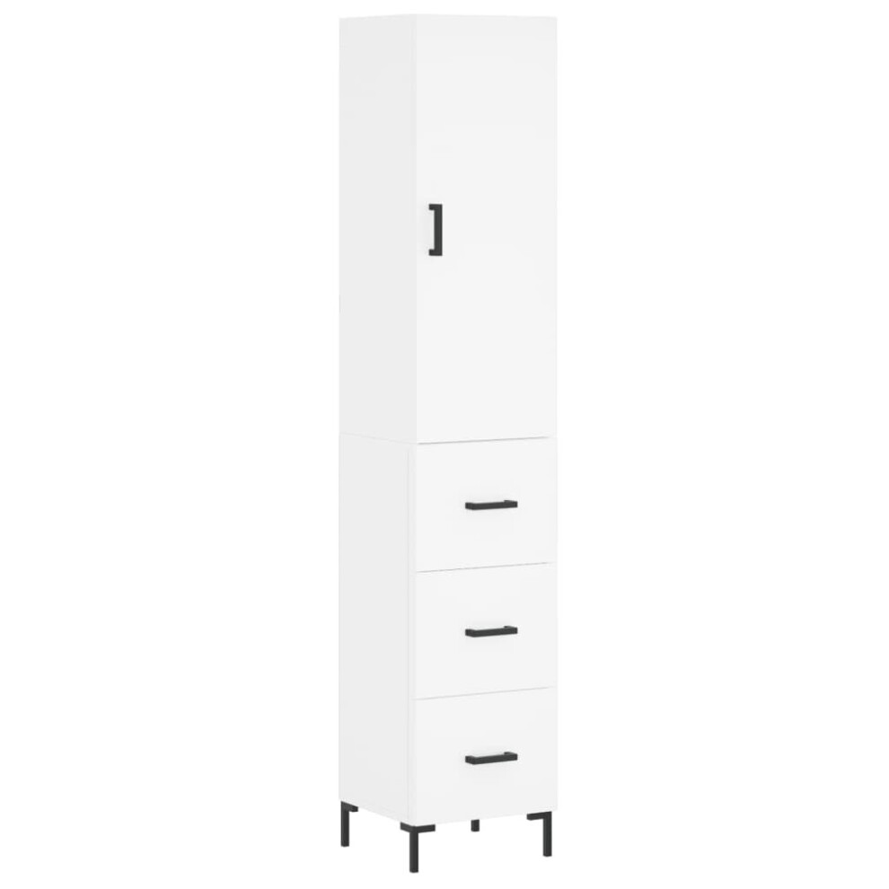 (white) vidaXL Highboard Sideboard Storage Cabinet High Gloss White Engineered Wood