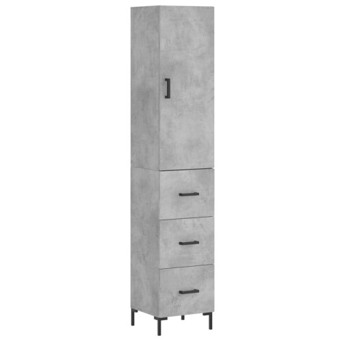 VidaXL (concrete grey) vidaXL Highboard Sideboard Storage Cabinet High Gloss White Engineered Wood