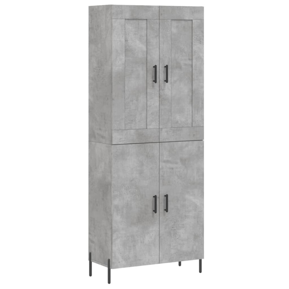 Vidaxl (Concrete Grey) Highboard Sideboard Storage Cabinet High Gloss White Engineered Wood White,Grey