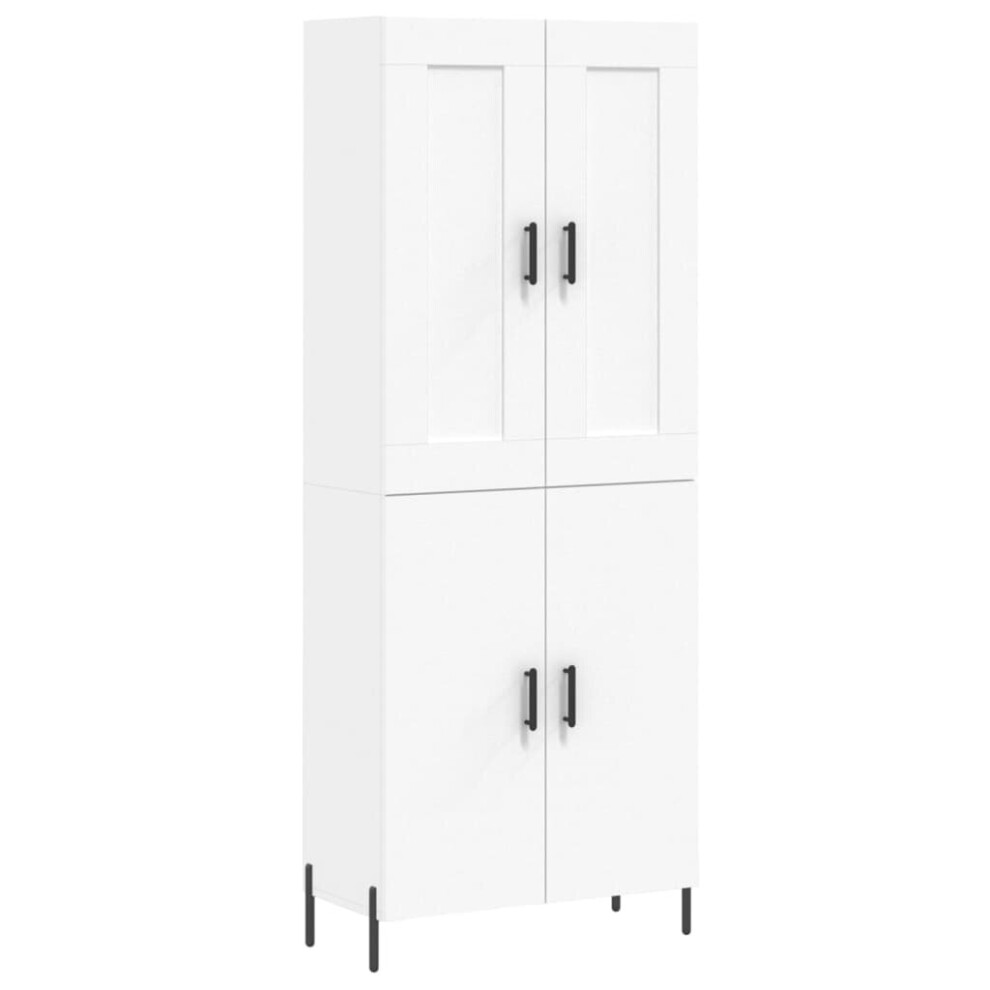 (white) vidaXL Highboard Sideboard Storage Cabinet High Gloss White Engineered Wood