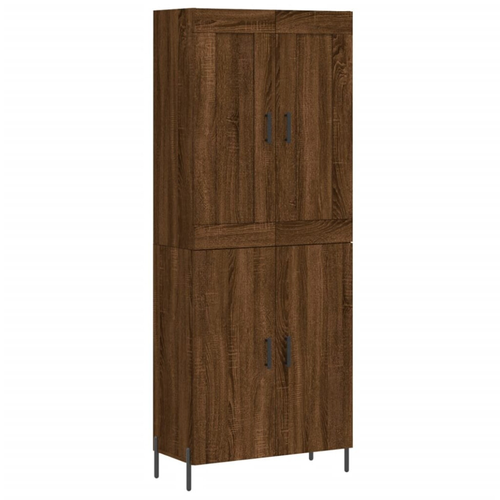 (brown oak) vidaXL Highboard Sideboard Storage Cabinet High Gloss White Engineered Wood