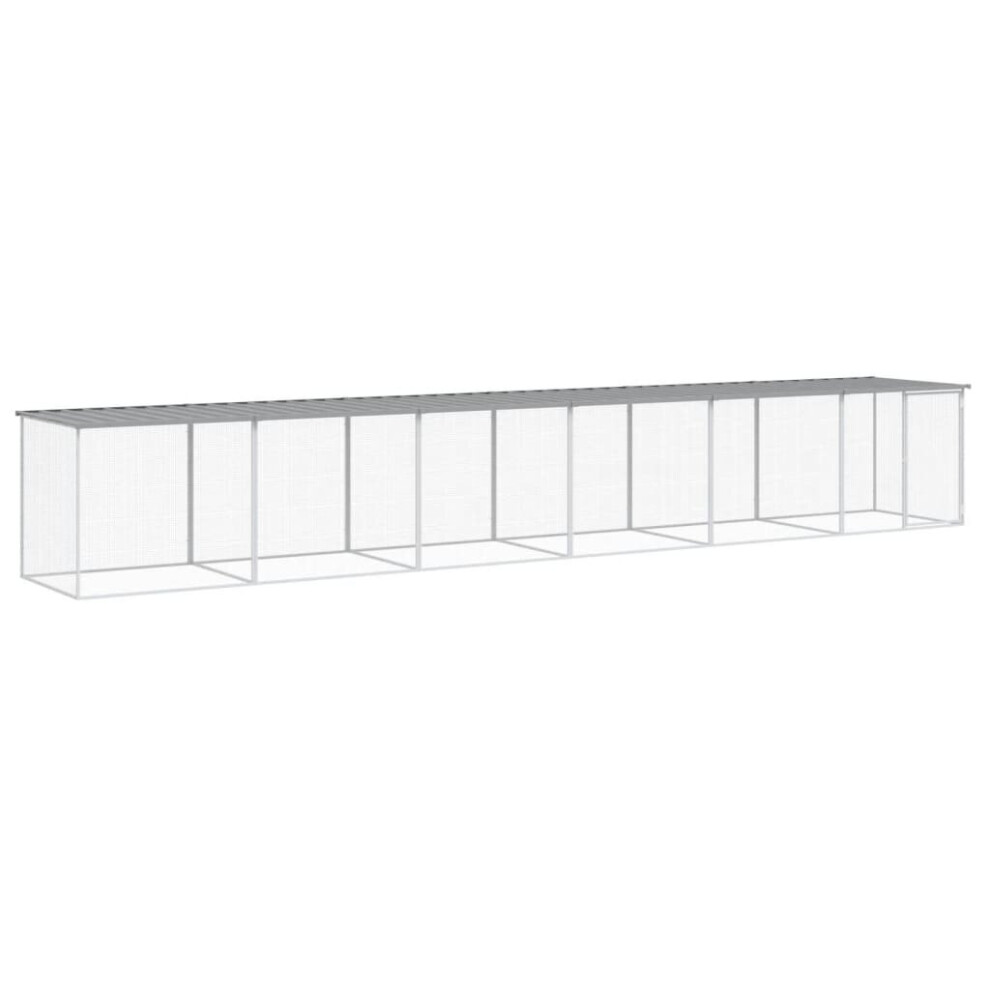 Vidaxl ( 603 X 98 X 90 Cm) Chicken Cage Farm Chicken Coop With Roof Galvanised Steel Light/Grey/Anthracite